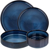 Serwis obiadowy porcelanowy Florina Evia Blue 24 elementy zestaw talerzy dla 6 osób modern