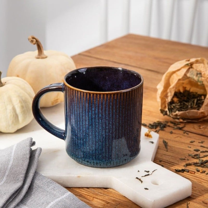 Serwis obiadowy porcelanowy Florina Evia Blue 30 elementów zestaw talerzy dla 6 osób modern