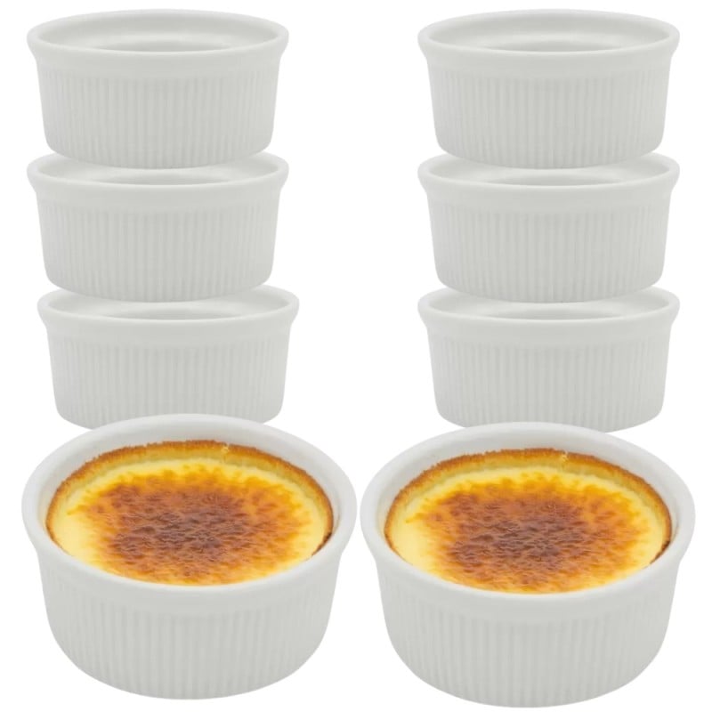 Kokilki do zapiekania 150 ml ramekin zestaw 8 sztuk salaterki miseczki pojemniki porcelanowe Brulee Tragar