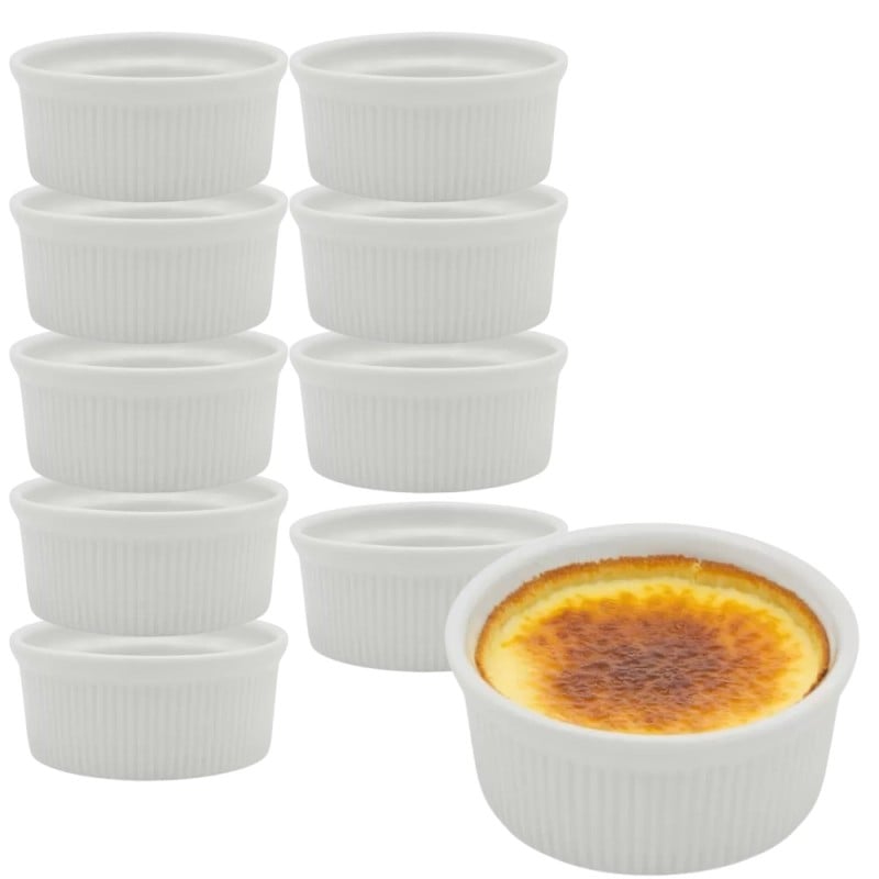 Kokilki do zapiekania 150 ml ramekin zestaw 10 sztuk salaterki miseczki pojemniki porcelanowe Brulee Tragar