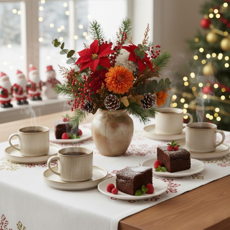 Komplet 6 filiżanek ze spodkami porcelanowych GierekHoff Evie 250 ml do kawy herbaty zestaw kremowe retro