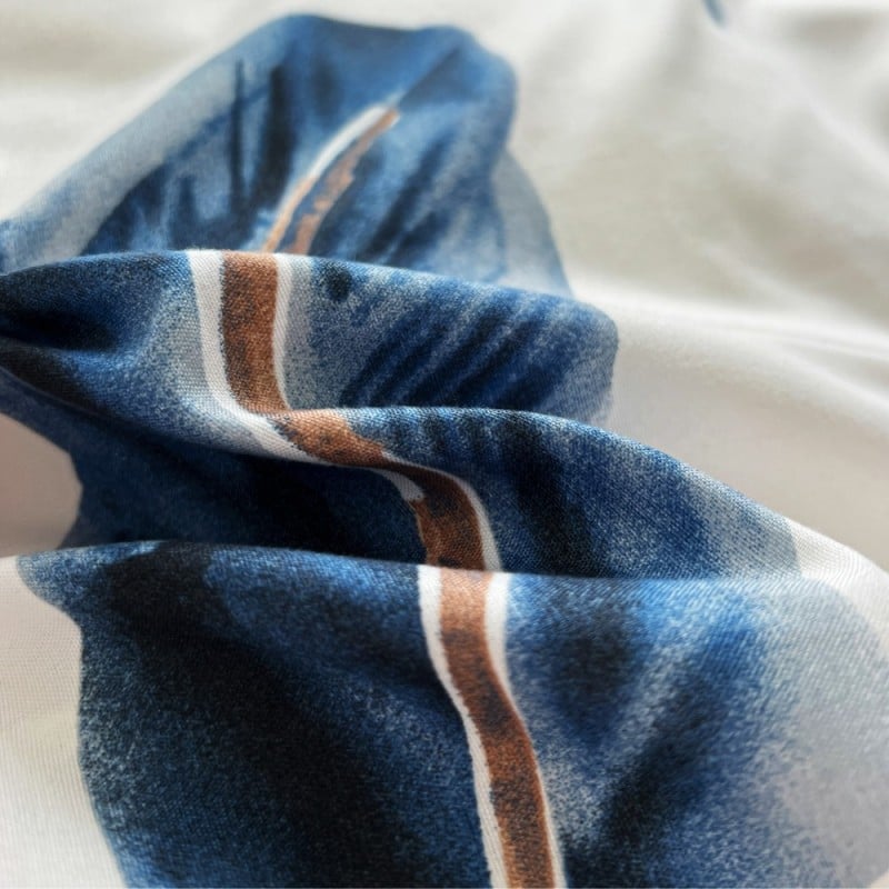 Pościel 200x220 bawełna satynowa dwustronna GierekHoff gruba 3 części GH 3099 biało niebieska w pióra