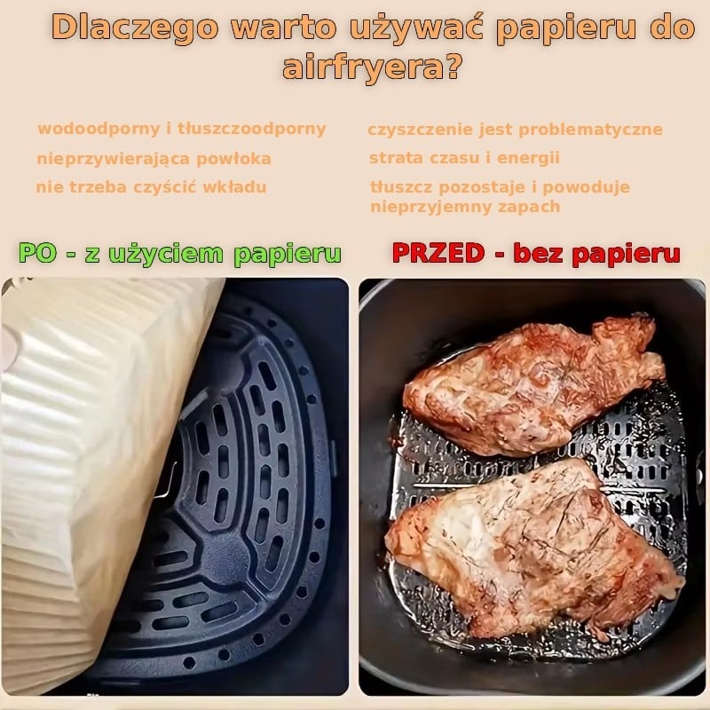Wkłady papierowe 20x20 cm 300 szt do frytkownicy beztłuszczowej air fryer