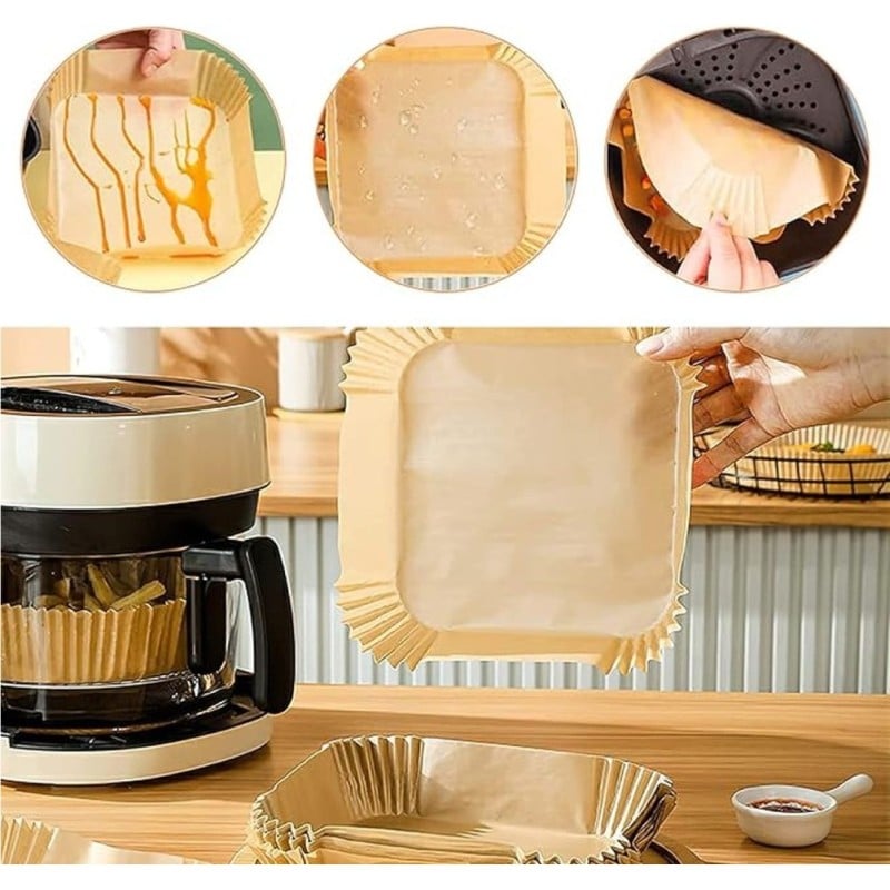 Wkłady papierowe 16x16 cm 100 szt do frytkownicy beztłuszczowej air fryer