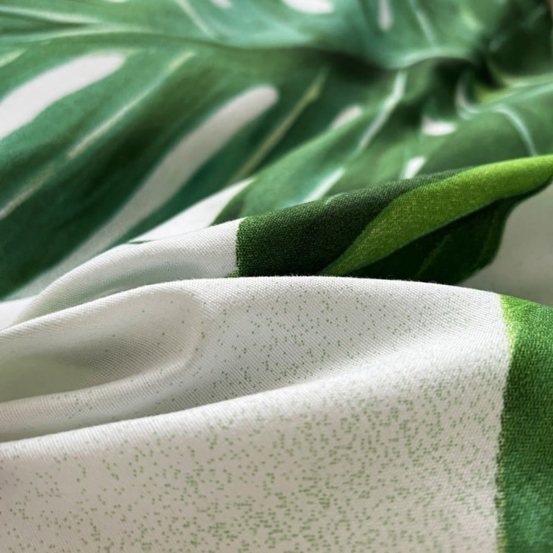 Pościel 200x220 bawełna satynowa dwustronna GierekHoff gruba 3 części GH 3105 liście monstery