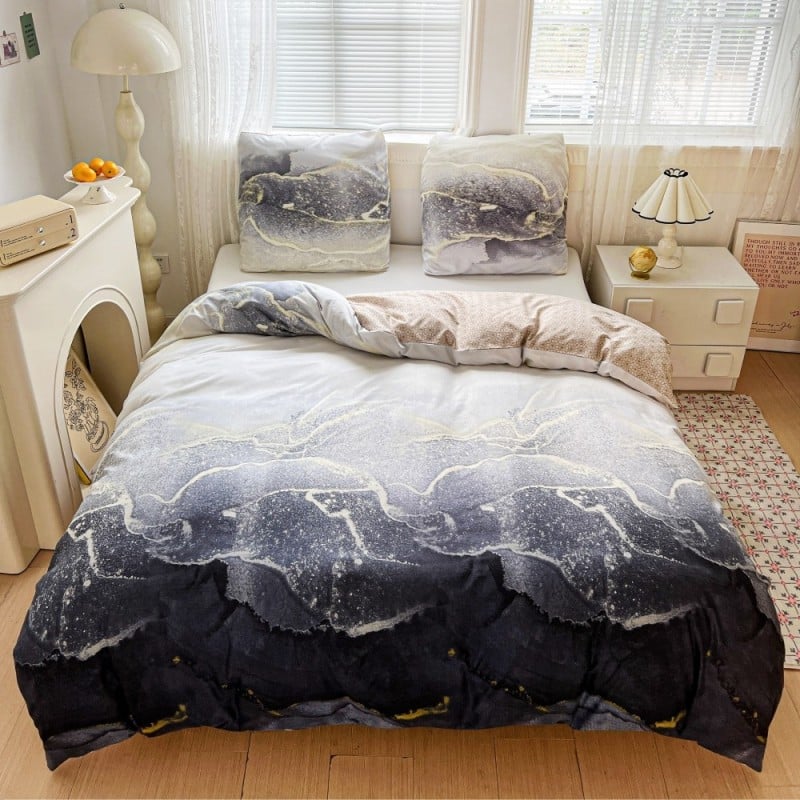 Pościel 160x200 bawełna satynowa dwustronna GierekHoff gruba 3 części GH 3109 marmur