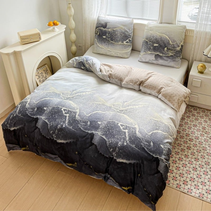 Pościel 160x200 bawełna satynowa dwustronna GierekHoff gruba 3 części GH 3109 marmur
