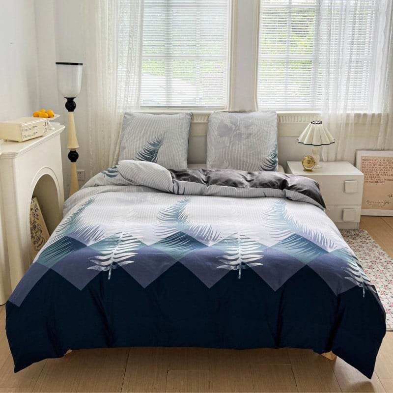 Pościel 160x200 bawełna satynowa dwustronna GierekHoff gruba 3 części GH 3110 paprocie