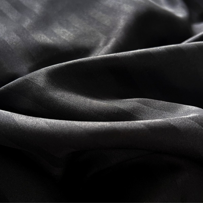 Pościel 140x200 adamaszek bawełna satynowa GierekHoff gruba 2 części GH 3112 hotelowa czarna w paski