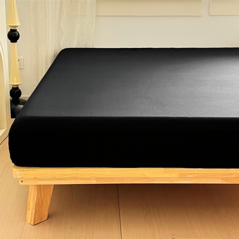 Prześcieradło 180x200 z gumką z mikrofibry GierekHoff grube czarne