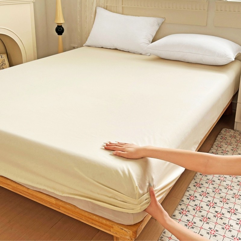 Prześcieradło 160x200 z gumką z mikrofibry GierekHoff grube kremowe ecru