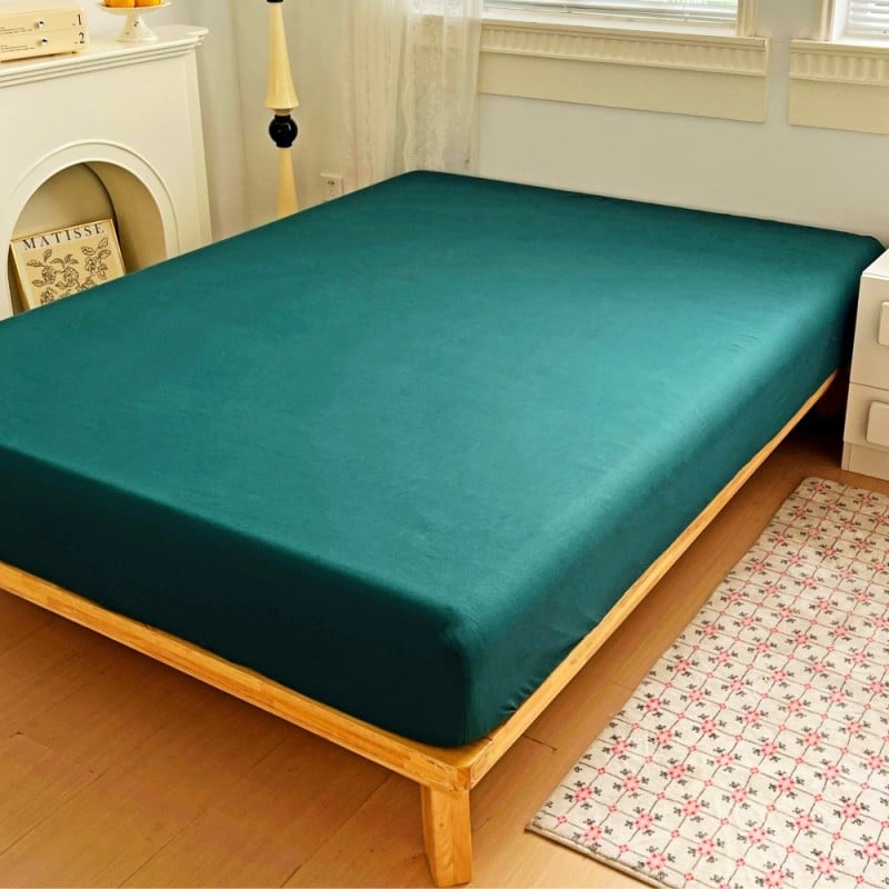 Prześcieradło 90x200 z gumką z mikrofibry GierekHoff grube butelkowa zieleń