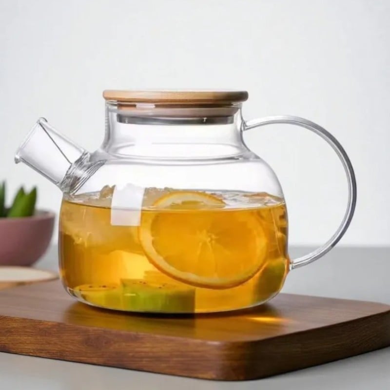 Szklany dzbanek do herbaty i naparów ziołowych z sitkiem i pokrywką 1,0 l Tragar