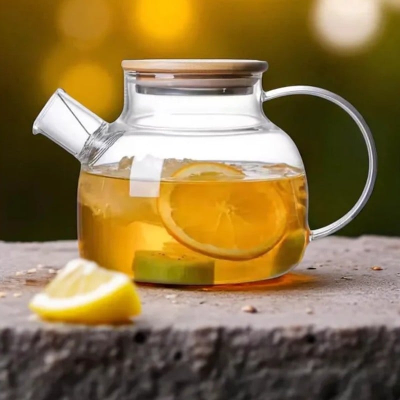 Szklany dzbanek do herbaty i naparów ziołowych z sitkiem i pokrywką 1,0 l Tragar