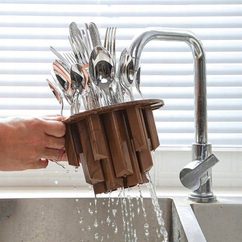 Komplet sztućców stal nierdzewna połysk Rosa Bella zestaw 24 elementy organizer kwiat jajko RB 731