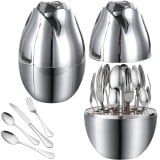 Komplet sztućców stal nierdzewna połysk Rosa Bella zestaw 24 elementy organizer kwiat jajko RB 735