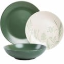 Serwis obiadowy 18 elementów Homla Bari kamionka zestaw talerzy dla 6 osób zielony