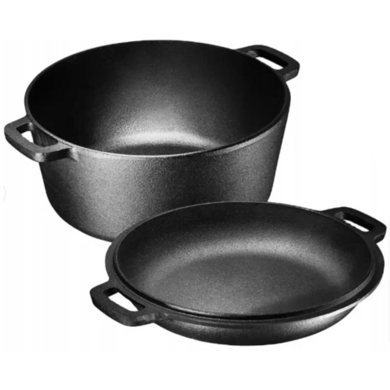 Garnek żeliwny 24 cm brytfanna 2w1 okrągła 3.5L na indukcję gaz Krisberg KR 7701