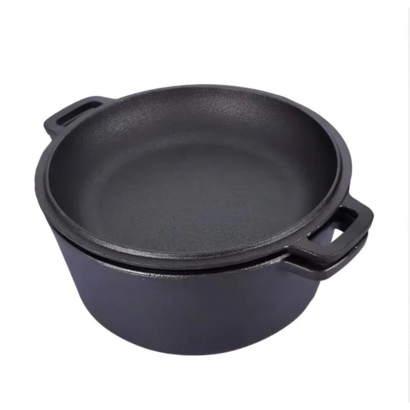 Garnek żeliwny 24 cm brytfanna 2w1 okrągła 3.5L na indukcję gaz Krisberg KR 7701