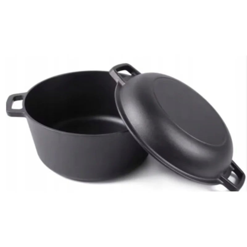 Garnek żeliwny 26 cm brytfanna 2w1 okrągła 4.5L na indukcję gaz Krisberg KR 7702