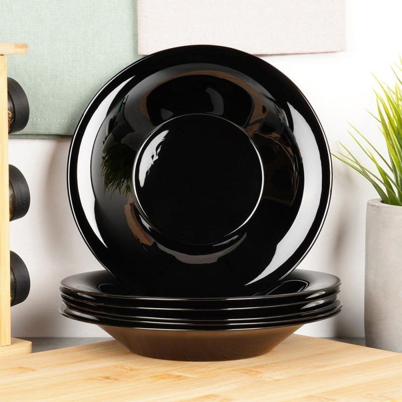 Serwis obiadowy 18 elementów Vilde Black szklane talerze zestaw talerzy dla 6 osób czarne