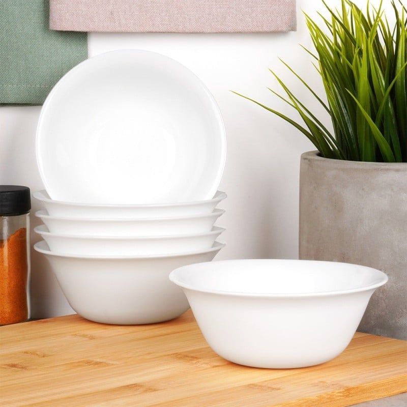 Serwis obiadowy 24 elementy Vilde White szklane talerze zestaw talerzy dla 6 osób białe