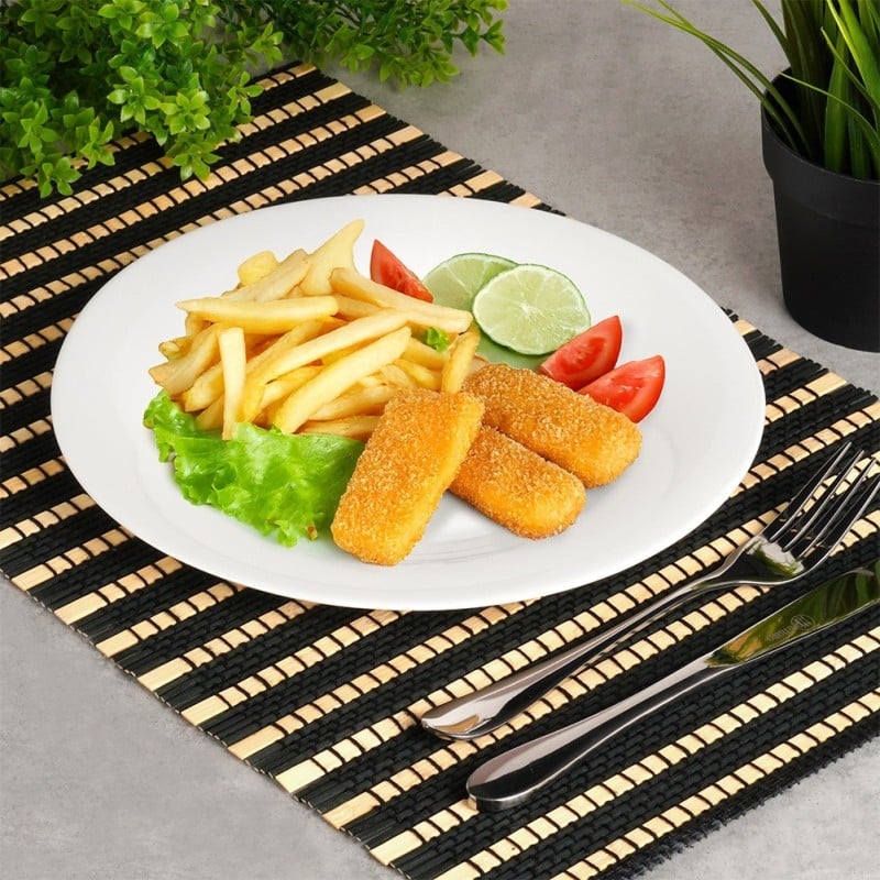 Serwis obiadowy 24 elementy Vilde White szklane talerze zestaw talerzy dla 6 osób białe