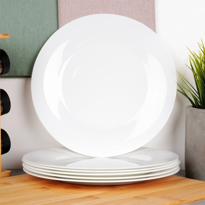 Serwis obiadowy 24 elementy Vilde White szklane talerze zestaw talerzy dla 6 osób białe