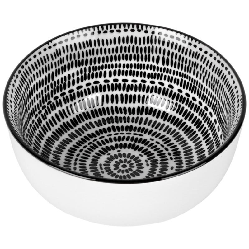 Serwis obiadowy 16 elementów Staccato porcelana zestaw talerzy kubków dla 4 osób talerze czarno-białe