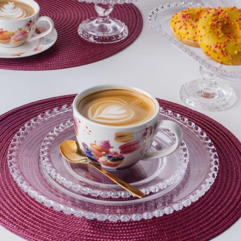 Talerzyki deserowe 19 cm i patera 28 cm szklane Altom Love serduszka zestaw 13 sztuk spodek na ciasto deser