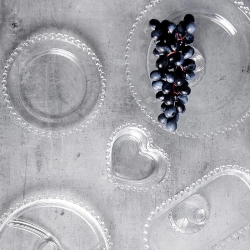 Talerzyki deserowe 19 cm szklane Altom Love serduszka zestaw 12 sztuk spodek na ciasto deser