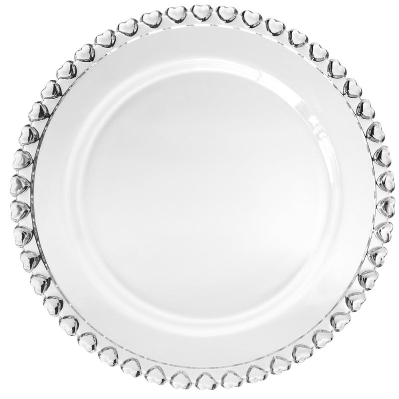 Talerzyki deserowe 19 cm szklane Altom Love serduszka zestaw 6 sztuk spodek na ciasto deser