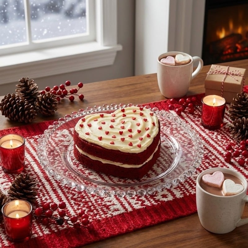 Patera 28 cm talerz szklany duży Altom Love serduszka na ciasto deser