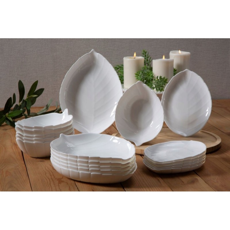 Serwis obiadowy 18 elementów Nocturn White szklane talerze zestaw talerzy dla 6 osób białe