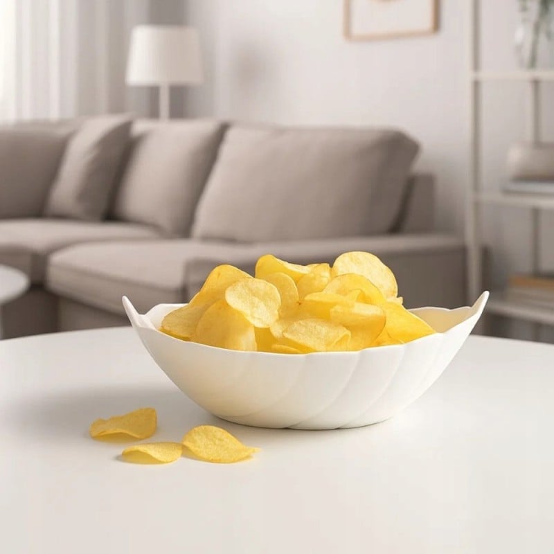 Salaterka 27 cm duża Nocturn White szklana duża miska liść