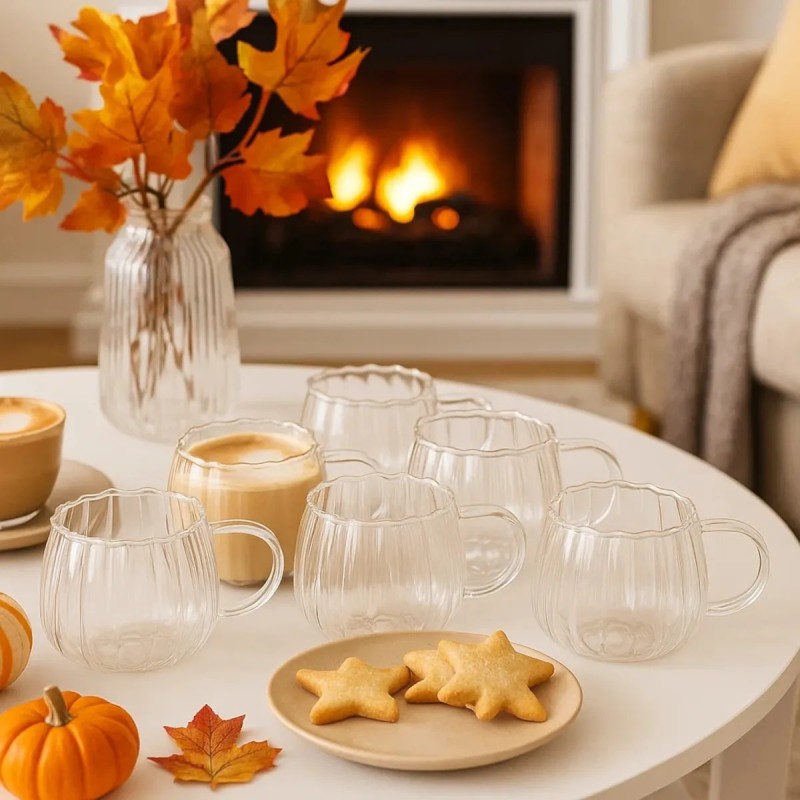 Szklanki kawy herbaty kubki 400ml eleganckie zestaw 6 szt Altom Design Bianca Linea