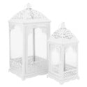 Lampiony latarnie ozdobne ażurowe 31/42 cm Altom Design latarenki metalowe białe zestaw 2 szt.