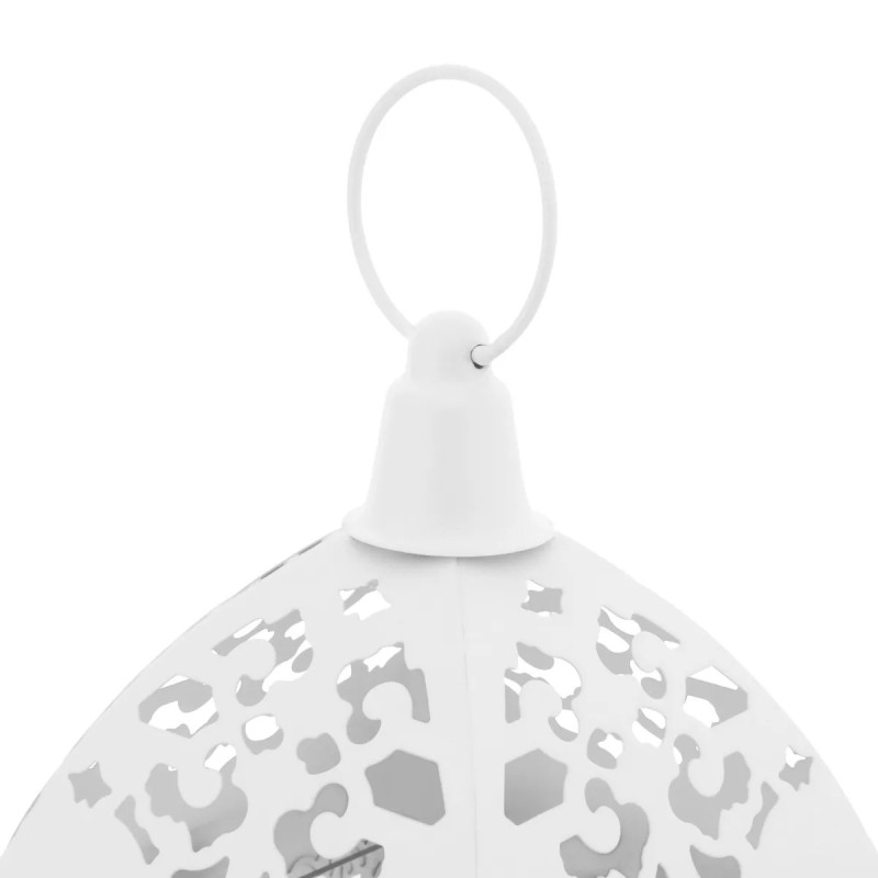 Lampiony latarnie ozdobne ażurowe 31/42 cm Altom Design latarenki metalowe białe zestaw 2 szt.