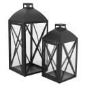 Lampiony latarnie ozdobne 29/38 cm Altom Design latarenki metalowe czarne zestaw 2 szt.