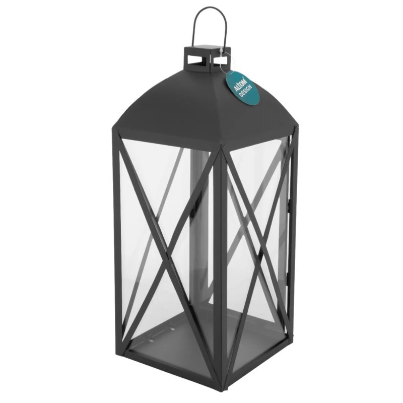Lampiony latarnie ozdobne 29/38 cm Altom Design latarenki metalowe czarne zestaw 2 szt.