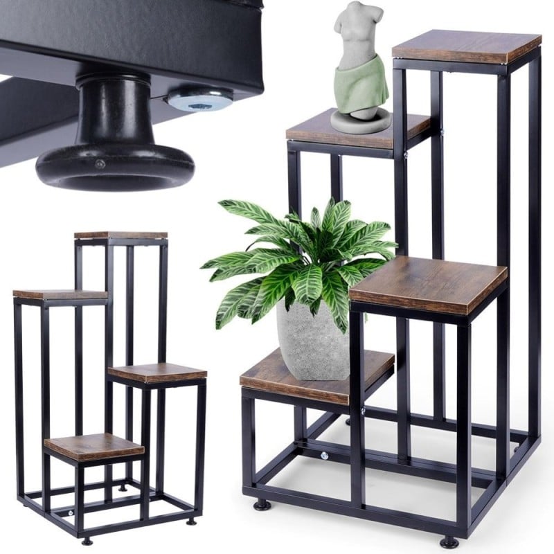 Kwietnik kaskadowy metalowy loft Vilde 4-poziomowy stojak na kwiaty i dekoracje