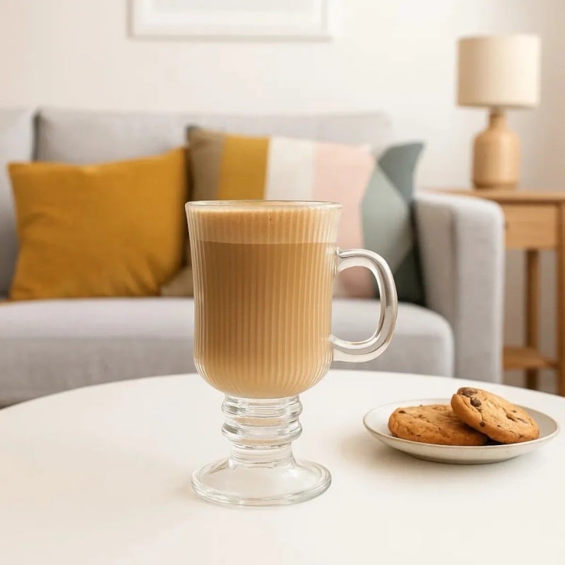 Szklanki ryflowane na nóżce do kawy latte 245ml zestaw 6 szt Altom Design Selena