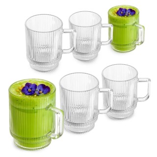 Kubki z uchem do kawy i herbaty 300 ml szklanki ryflowane zestaw 6 szt Altom Design Selena