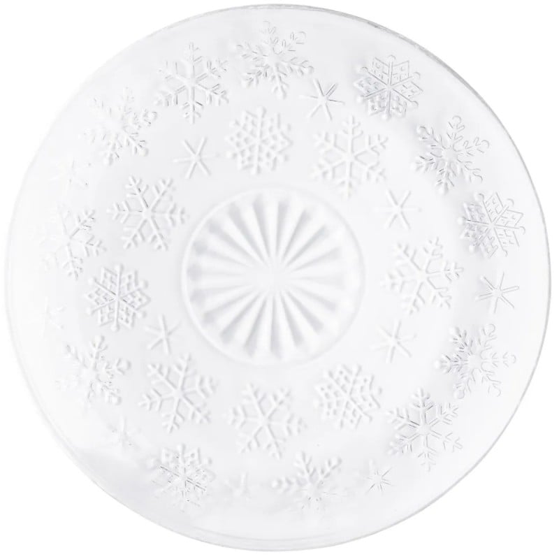Talerzyki deserowe 17 cm szklane Altom Śnieżynki zestaw 6 sztuk spodek na ciasto deser