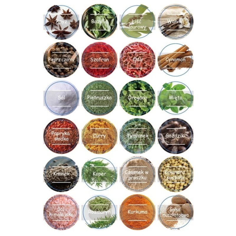 Zestaw obiadowy XXL Serwis obiadowy 18 elementów przyprawniki 24 elementy i naklejki 96 sztuk talerze ze słoiczkami do przypraw