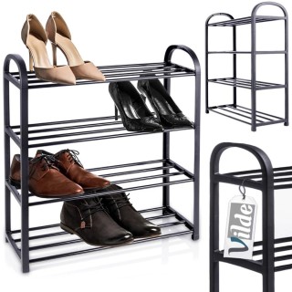 Regał na buty 49,5x18,5x56,5 cm półka metalowa czarna 4-poziomowa Orion