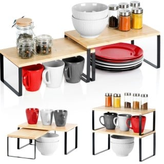 Komplet 2 półek kuchennych 33,5x19,5x16 cm / 33,5x18,5x13,5 cm organizer stojak Orion