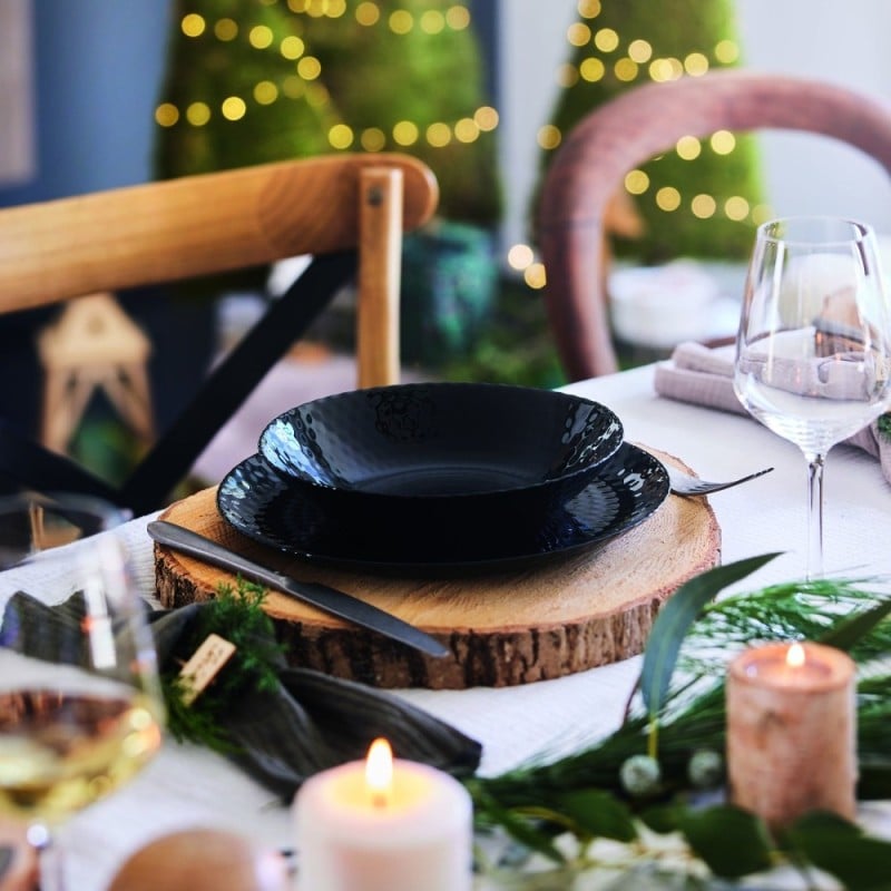 Serwis obiadowy GierekHoff Diamond 18 elementów czarne talerze dla 6 osób