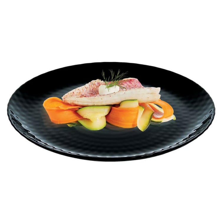 Serwis obiadowy GierekHoff Diamond 24 elementy czarne talerze salaterki dla 6 osób