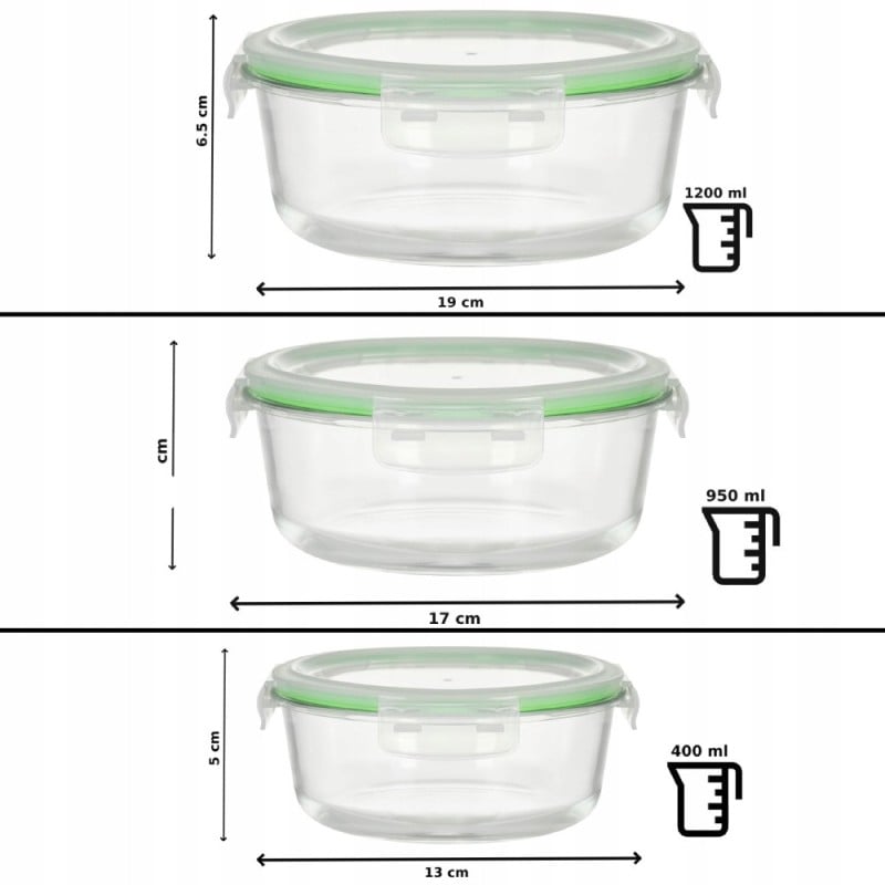 Pojemniki szklane zestaw 10 sztuk lunchbox GierekHoff Corio żaroodporne hermetyczne